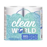 Туалетная бумага "Сlean world", Sipto, 2 слоя, 4 рулона