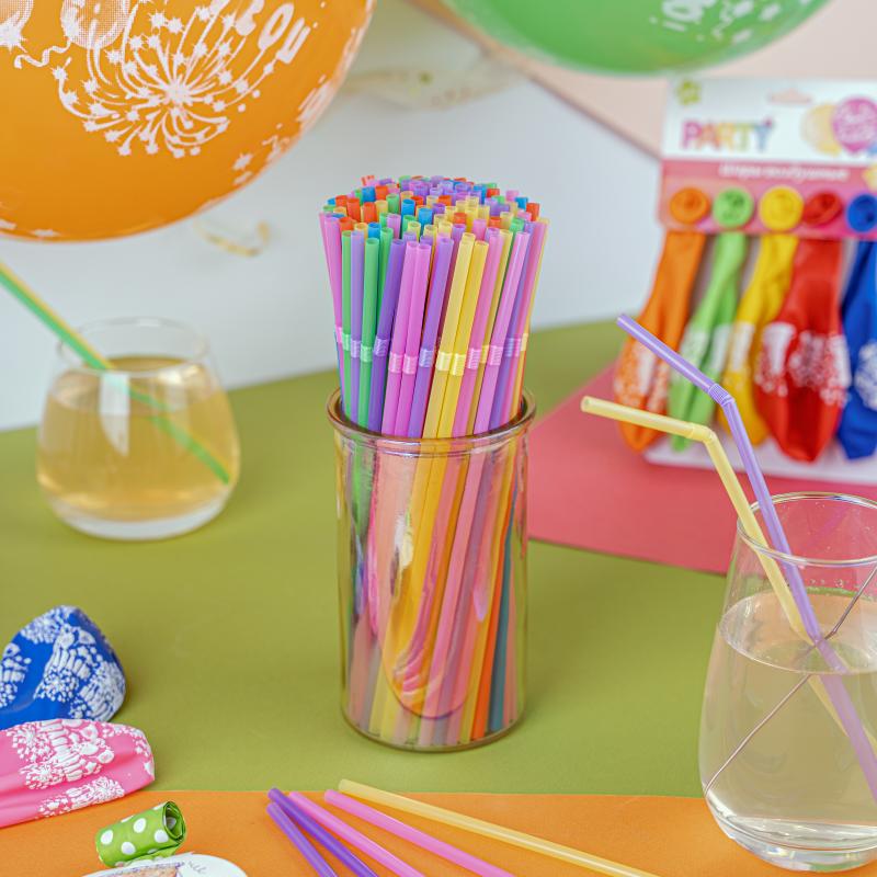 Трубочка коктейльная, PARTY, 140 шт., в ассортименте