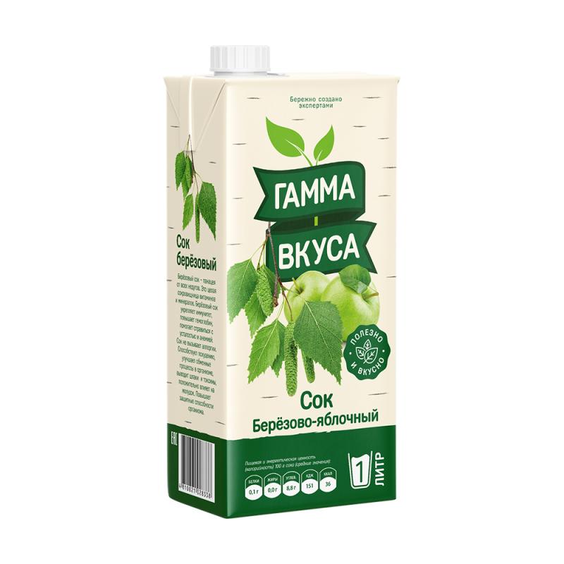 Сок берёзово-яблочный, Гамма вкуса, 1 л