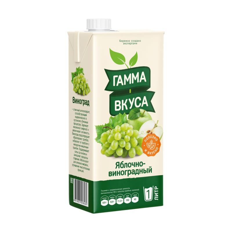 Напиток яблочно-виноградный, ГАММА ВКУСА, 1 л