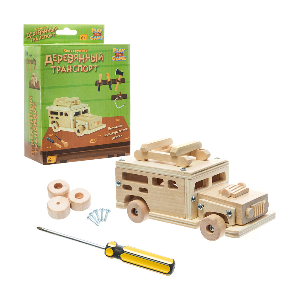 Конструктор "Деревянный транспорт", Play the Game, в ассортименте ...