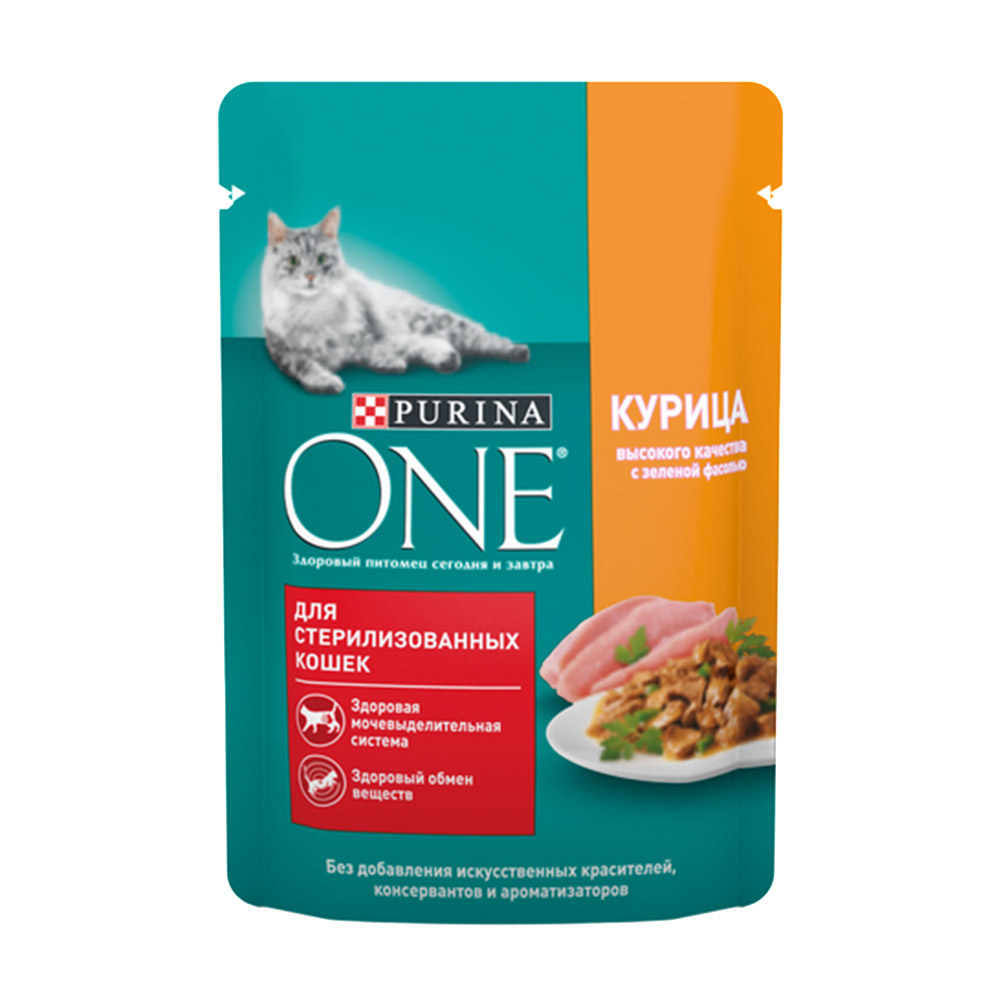 Корм для кошек "Purina One", курица/зеленая фасоль, 75 г - купить через ...