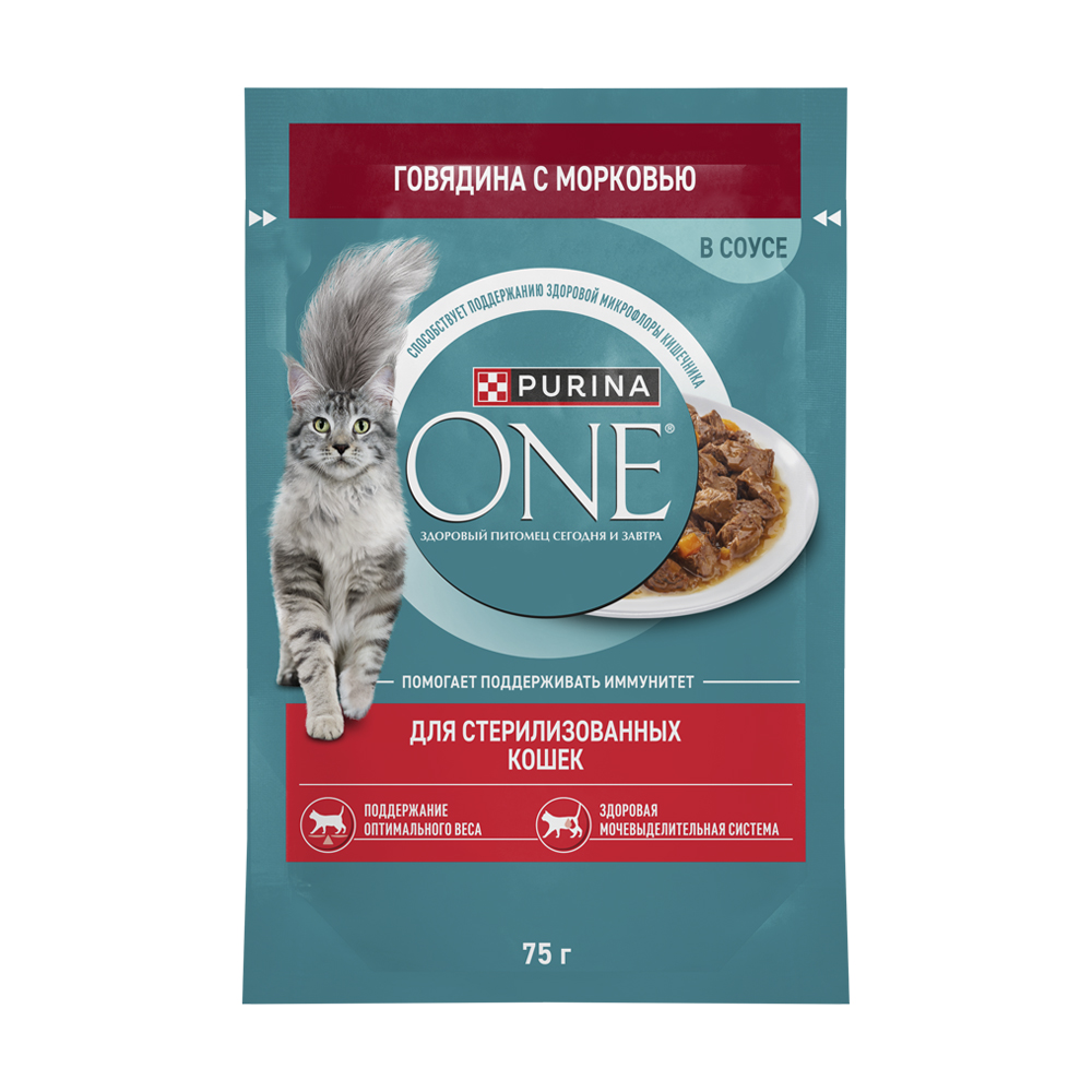 Влажный корм стерилизованных кошек и кастрированных котов, PURINA ONE ...