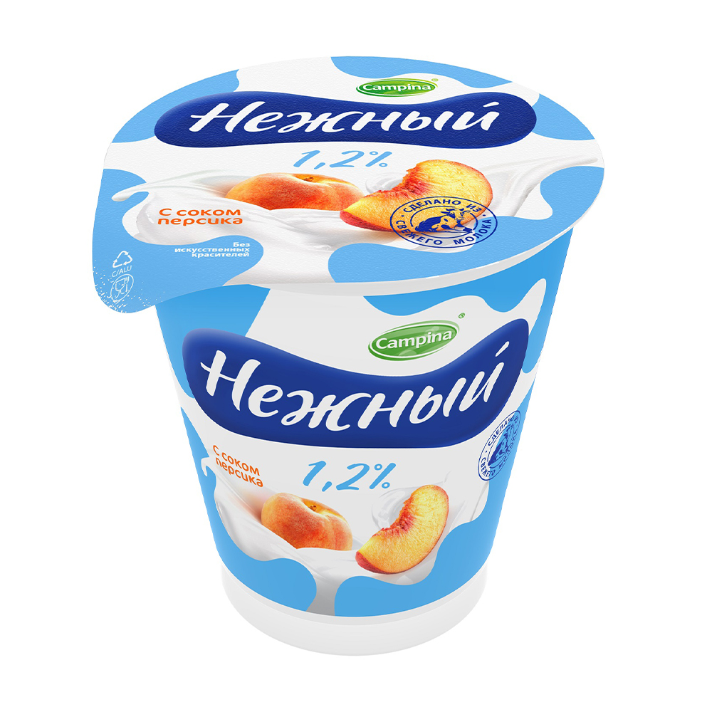 Йогуртный продукт, НЕЖНЫЙ, с соком персика, 1,2 %, 320 г - купить через ...