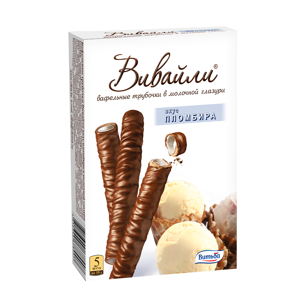 Вафельные трубочки в молочной глазури "Вивайли", Витьба, со вкусом ...