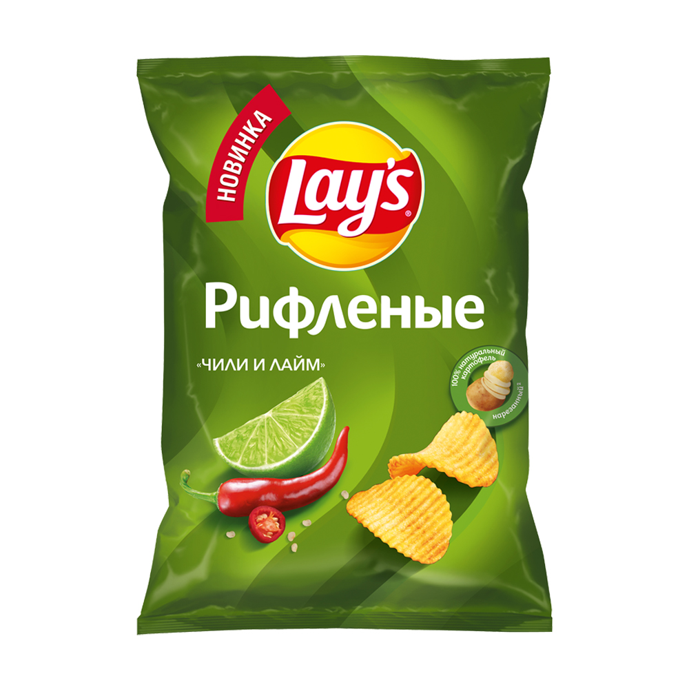 Чипсы, Lay`s, рифлёные, со вкусом чили и лайма, 125 г - купить через ...