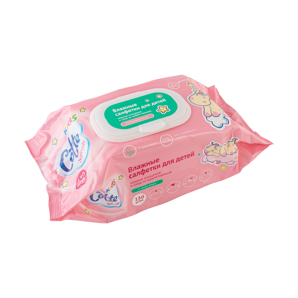 Салфетки влажные для детей, Cotte, 130 шт. - купить через интернет ...