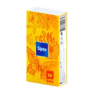 Бумажные платочки, Sipto, 3 слоя, 10 шт.