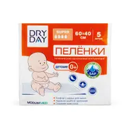 Одноразовые детские пелёнки, DRY DAY, 60х40 см, 5 шт.