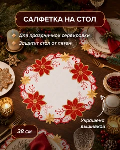 Салфетка на стол, Снежное кружево, 38 см, в ассортименте