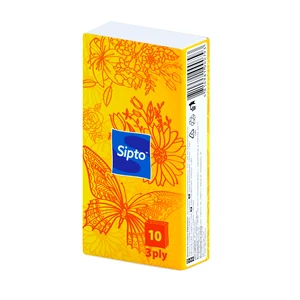 Бумажные платочки, Sipto, 3 слоя, 10 шт.