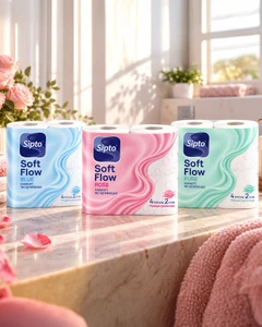 Туалетная бумага "Soft Flow", Sipto, 2 слоя, 4 рулона, в ассортименте