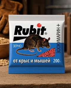 Зерно от крыс и мышей "Зоокумарин+", Rubit, 200 г