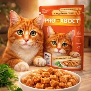 Влажный корм для кошек, PROхвост, индейка в соусе, 85 г