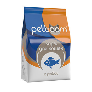 Корм "PetBoom" для взрослых кошек, 0,4 кг, с рыбой