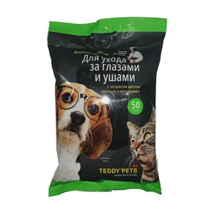 Салфетки влажные "Для ухода за глазами и ушами", Teddy Pets, 50 шт.