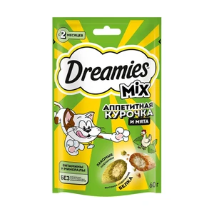 Лакомство для кошек, Dreamies, с курицей и кошачьей мятой, 60 г