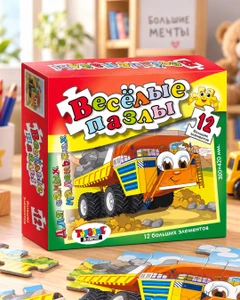 Пазл "Весёлые пазлы", TOPGAME, 12 элементов, в ассортименте