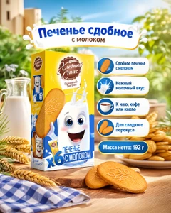 Печенье сдобное с молоком "Полезный завтрак", Хлебный Спас, 192 г