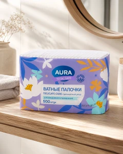 Ватные палочки, AURA, 500 шт.