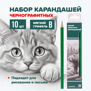 Набор простых карандашей, 10 шт., в ассортименте