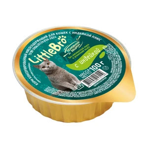 Консервированный корм для кошек, LittleBro, с индейкой, 100 г