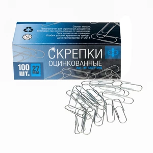 Скрепки оцинкованные, 27 мм, 100 шт.