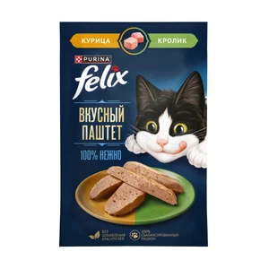 Паштет для кошек, FELIX, с курицей и кроликом, 75 г