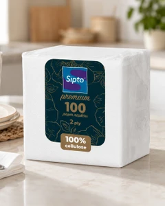 Салфетки бумажные "Premium", Sipto, белые, 2 слоя, 100 шт.