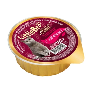 Консервированный корм для кошек, LittleBro, с говядиной, 100 г