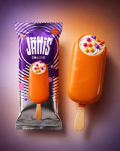 Мороженое эскимо "Cosmo", Jattis, ваниль, с рисовыми шариками, 70 г