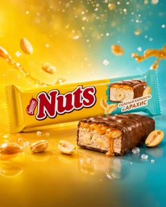 Батончик, Nuts, с солёной карамельной начинкой и арахисом, 60 г