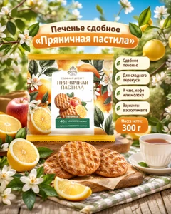 Печенье сдобное "Пряничная пастила", Дымка, 300 г, в ассортименте