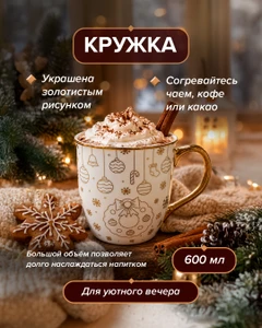 Кружка, Снежное кружево, 600 мл, в ассортименте