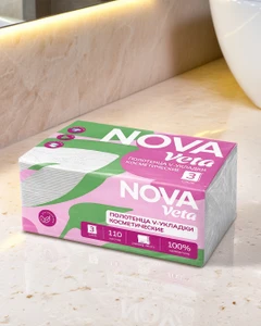 Полотенца бумажные, NOVA VETA, косметические, 3 слоя, 110 листов