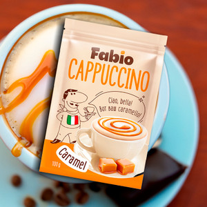Напиток кофейный "Cappuccino Caramel", Fabio, растворимый, со вкусом карамели, 100 г