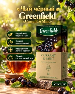 Чай чёрный "Currant & Mint", Greenfield, 25x1,8 г