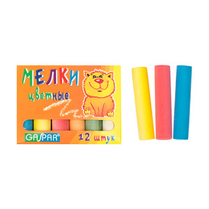 Мелки школьные, цветные, 12 шт.