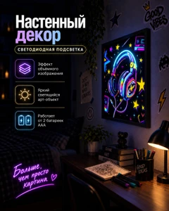 Настенный декор с LED-подсветкой, в ассортименте