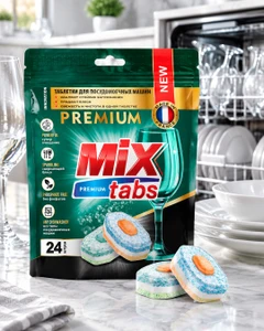 Таблетки для посудомоечных машин "Premium", MIX TABS, 24 шт.