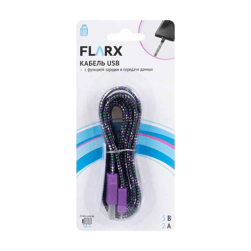 Кабель USB, FLARX, 100 см, в ассортименте