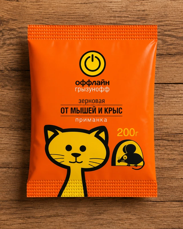 Приманка от мышей и крыс зерновая, Грызунофф оффлайн, 200 г