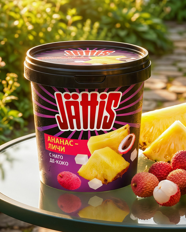 Мороженое сливочное, Jattis, ананас-личи, 180 г