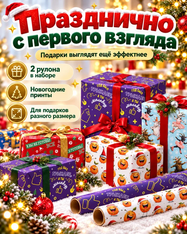 Упаковочная бумага, Prank Bank, 2 рулона, в ассортименте