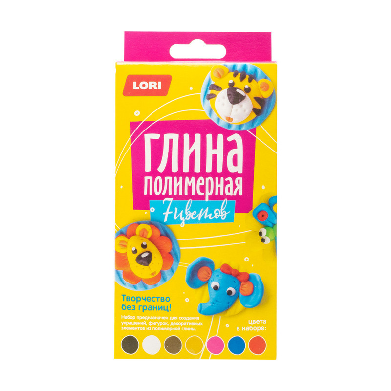 Полимерная глина, Lori, 7 цветов, в ассортименте