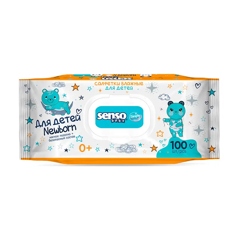Салфетки влажные детские, Senso baby, 100 шт.