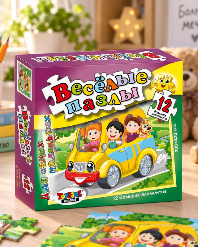 Пазл "Весёлые пазлы", TOPGAME, 12 элементов, в ассортименте