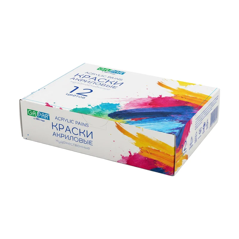 Краски акриловые художественные, GASPAR, 12 цв.