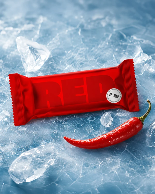 Мороженое эскимо "Red", Jattis, малина-чили, с рисовыми шариками, 70 г