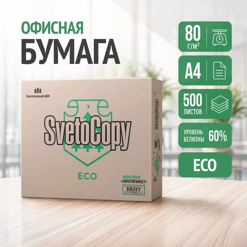 Бумага офисная "Eco", SvetoCopy, А4, 500 л